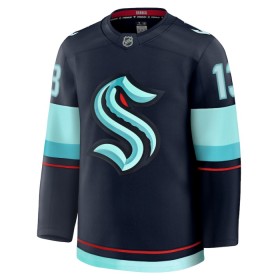 Män Ishockey Seattle Kraken tröja Fanatics Premium Brandon Tanev 2024-25 Navy Hemma
